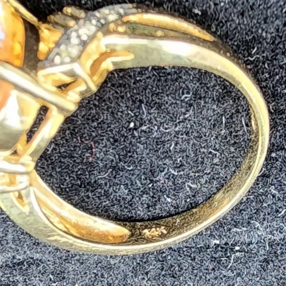 Vintage Fire Mystic Topaz Diamond 14k Yellow Gold Cocktail Ring 8 - Picture 5 of 9